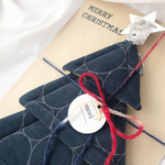 《クリスマス限定》さんかく布マットS.M.Lセット　ブルー/鍋敷き コースター/受注制作