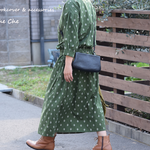 【40％OFF　SALE】1枚で完成。大人のギャザーワンピース×グリーン
