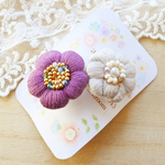 花刺繍のバレッタ