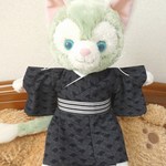 にゃんこの着物🐻和調コットン青海波柄　ヌイグルミ用着物コスチューム