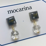 タイルとクリスタルの秋冬シンプルピアス
