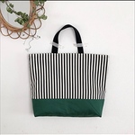 細ストライプ×モスグリーン レッスンバッグ 入園 入学 ハンドメイド
