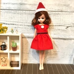 リカちゃん 服 クリスマスワンピ.帽子