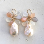  14KGF pearl moonstone pierce [kgf0397]