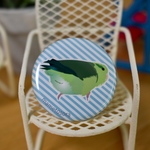 マメルリハインコのもふちり缶バッジ（グリーン）