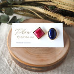 【再販売】七宝焼◇○アシメピアス ～deep pink×navy～