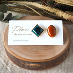 【特集掲載商品】七宝焼◇○アシメピアス ～deep green×camel～