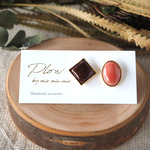 【再販売】七宝焼◇○アシメピアス ～brown×pink～