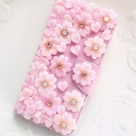 corocolo様オーダー品♡ハートの花びら桜色手帳ケース