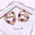 かすみ草リング♡のピアス＊ノンホールピアス パープル