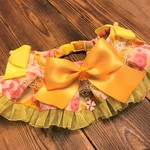 犬・猫の首輪　30～33　cocoちゃんフリルチョーカー　イエロー・チェリーブロッサム・和柄・豪華絢爛・お正月・イベント・写真撮影　