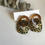 ブラウンリング×レオパードピアス／イヤリング