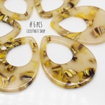 6個 ＊ yellow × brown しずく型 アクリルチャーム