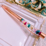 ピンクゴールド♡ハーバリウムボールペン♡プレゼントギフトにも♡カラフルフラワー