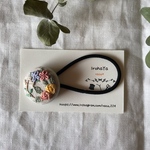  お花のリース 刺繍  ヘアゴム