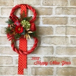 37×20cm/【送料無料】2019しめ縄-紅椿