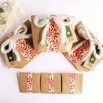 シンプルなクリスマスレッドのミニ紙袋。お揃いのぽち袋とクリスマスタグ付き。小物やお菓子のラッピングに･･･ポチ袋にメッセージカードを添えて･･･使い方色々簡単ラッピング。