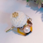 再販 もこもこニット べっ甲 パール 冬 ポニーフック ヘアアクセサリー 雪の結晶
