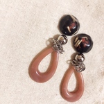 ブラック×ベージュ×シルバー ピアス イヤリング