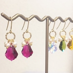 スワロ×淡水パール　ピアス/イヤリング
