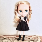 【受注製作】ブライス ドール用 コーデュロイ ミニ ワンピース（ダークネイビー） リカちゃん アウトフィット