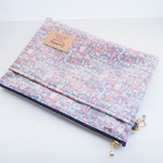 ◇◆Special Price◆◇　LIBERTY　Jenny's Ribbons　J16C　ビニコの前ポケット・クリアポケット付きデニムブルーファスナーポーチ　