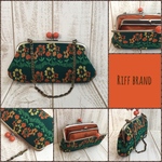 あったか knit レトロ がま口財布    親子がま口 長財布 花柄 グリーン 緑