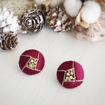 刺繍ピアス＊ボルドー
