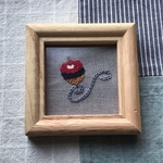 お正月の刺繍ミニ額★こま