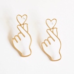 高品質  IMPORT【1ペア】 Heart hand sign metal pierce＊ピアス金具