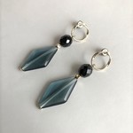 メタルフープ×ロングダイヤピアス・ブルー