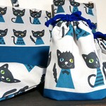 【f様オーダー品】巾着とランチマットの6点セット＊ねこw