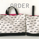 ［undsacra様専用］モノトーン リボン のレッスンバッグ&シューズバッグ セット