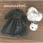 ブラックウォッチのワンピースとティペットセット　＊ブライス　blythe＊　
