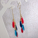 赤×青チェコビーズピアス/イヤリング
