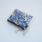★LIBERTY　Betsy 　ベッツィ　きらめき　ブルー　縮小柄　ビニコのmini×2ポーチ　約7×5.5cm　◆　コインケース・小物入れに♪ 