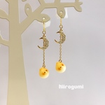 オカメと月のピアス（イヤリング）