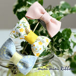 再販3【Kids＆baby】北欧風のナチュラルなmini miniリボンのヘアクリップ・右側用（滑り止め付）