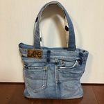 デニムリメイクバッグ  ドット
