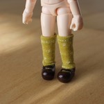 オビツ11 からしイエロー 水玉 ハイソックス 黄色 靴下 レース ドット柄 ガーリー