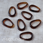 (( 4pcs )) 48×32mm べっ甲風 ドロップリング アクリルパーツ〔CH-007BR〕