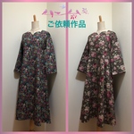 コットンビエラ＆綿ツイル＊切り替えフレアーワンピース＊【御依頼品】