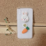 iPhoneXケース   iPhoneXSケース ❁うさぎとお花とにんじん