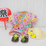 着せ替え服　サンダル柄ピンク甚平　セット