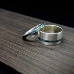 【着画あり】turquoise inlay slim silver ring