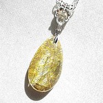 ✨金運＆仕事運アップ✨しずく型・金針ルチルクォーツの天然石ペンダント　（チェーン・silver925）