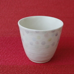 【処分品】湯のみ　 カラフルドット手描き　12-0127