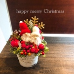 Xmas◇クリスマスアレンジメント◇ペアサンタと雪結晶レッド