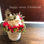 Xmas◇クリスマスアレンジメント◇ペアサンタと雪結晶トナカイグリーン