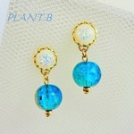 summerglass海の青のガラスビーズピアス
